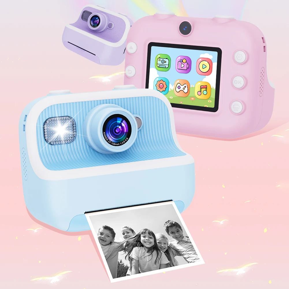 M8 Children Camera Instant Print Dual Lens Kids Photo Printing Camera 2.4 Screen Children Selfie Video Camera Educational Toys