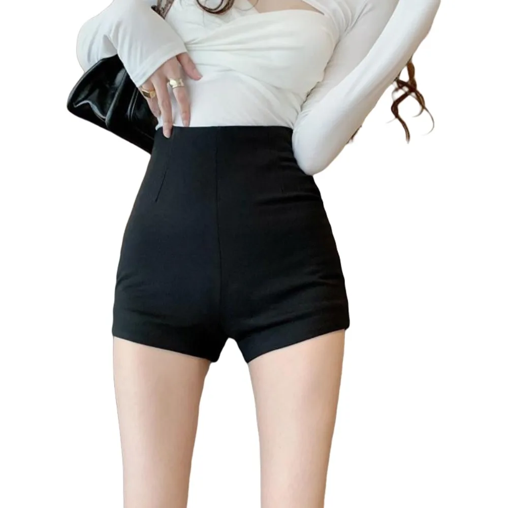 Casual High Waist Women Suit Shorts Polyester S-2XL Size Thin Leg Short Pants Suit Pants Black Black Short Pants Summer Spring