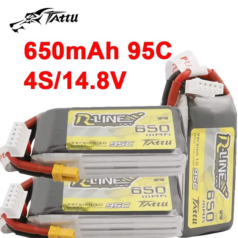 

3Pcs TATTU R-LINE 1.0 14.8V 650mAh 95C LiPo Battery For RC Helicopter Quadcopter FPV Racing Drone Parts 4S Rechargeable Battery