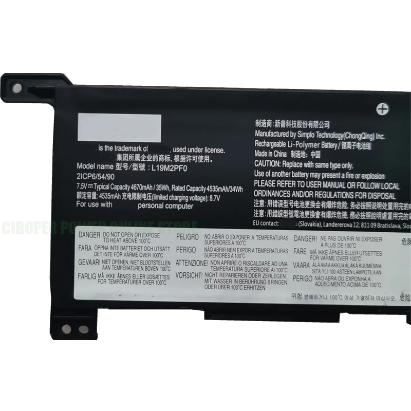 CP Genuine Battery L19M2PF0 35WH L19C2PF0 L19L2PF0 For IdeaPad 1-11ADA05 1-14IGL05 Slim 1-11AST-05 Slim 1-14AST-05 SB10V25256