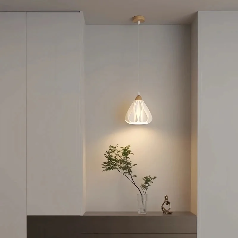 Modern Swirl Texture Pendant Light Wood Top E27 Hanging Lamp Nordic Creative Light For Bedroom Dining Room Kitchen Home