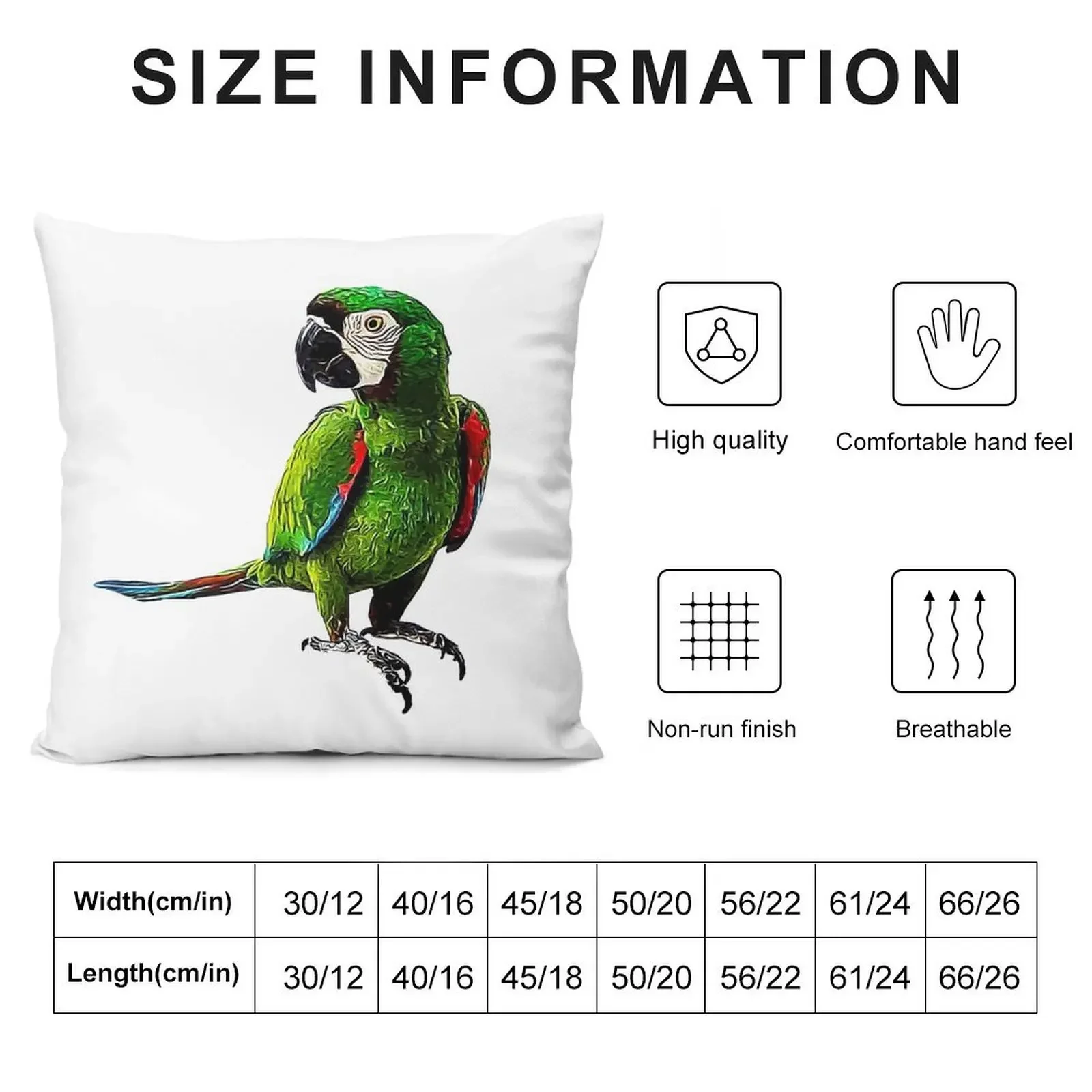 Severe Macaw - Beautiful Chestnut Fronted Macaw Parrot Throw Pillow Cushion Cover Set Pillow Case pillow