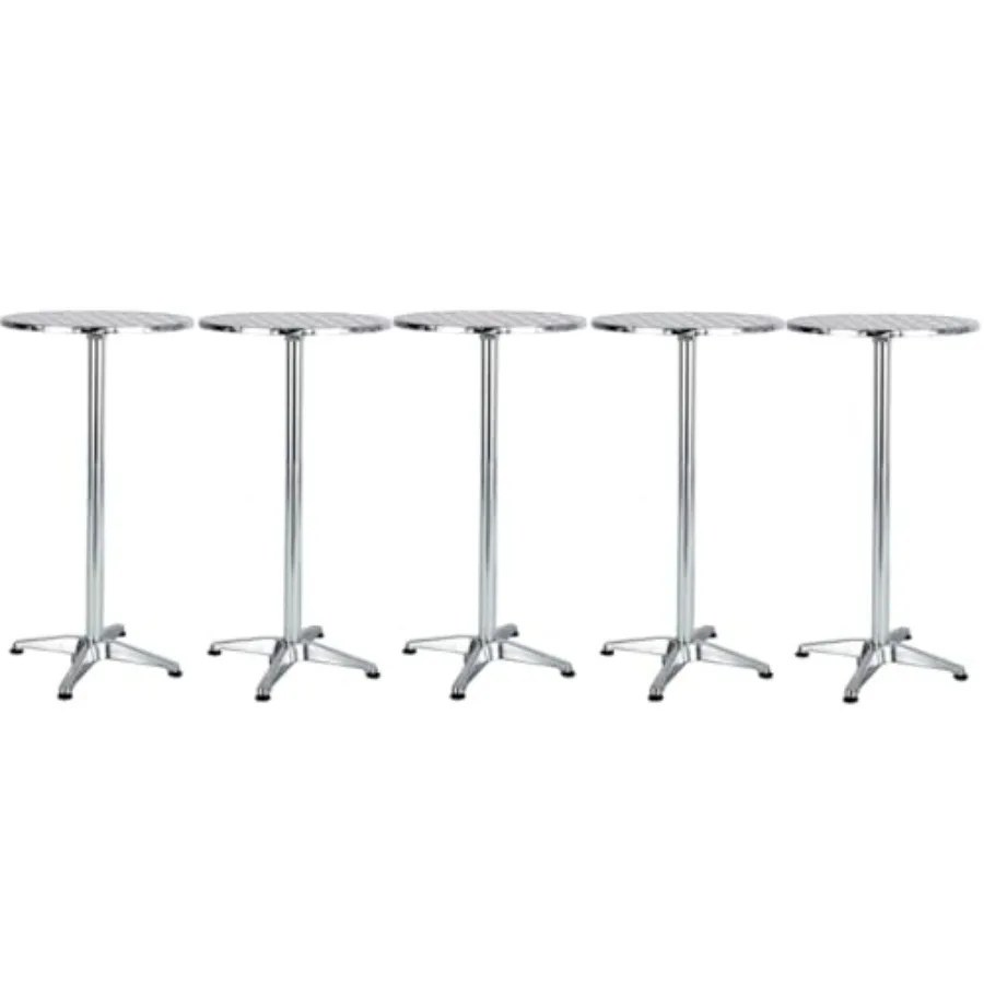 

4" Bar Height Round Aluminum Tables with 3.7" Stainless Steel Surface, Commercial-Grade Indoor/Outdoor Furniture for Restaurant