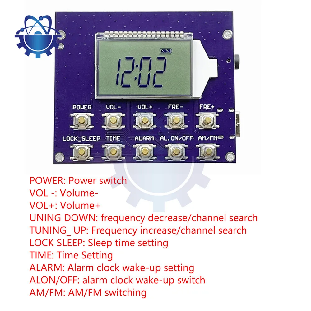 Rádio FM sem fio Módulo Receptor, DIY Modulação de Frequência, Rádio Digital Transmissor Board com Display LCD, 87-108MHz