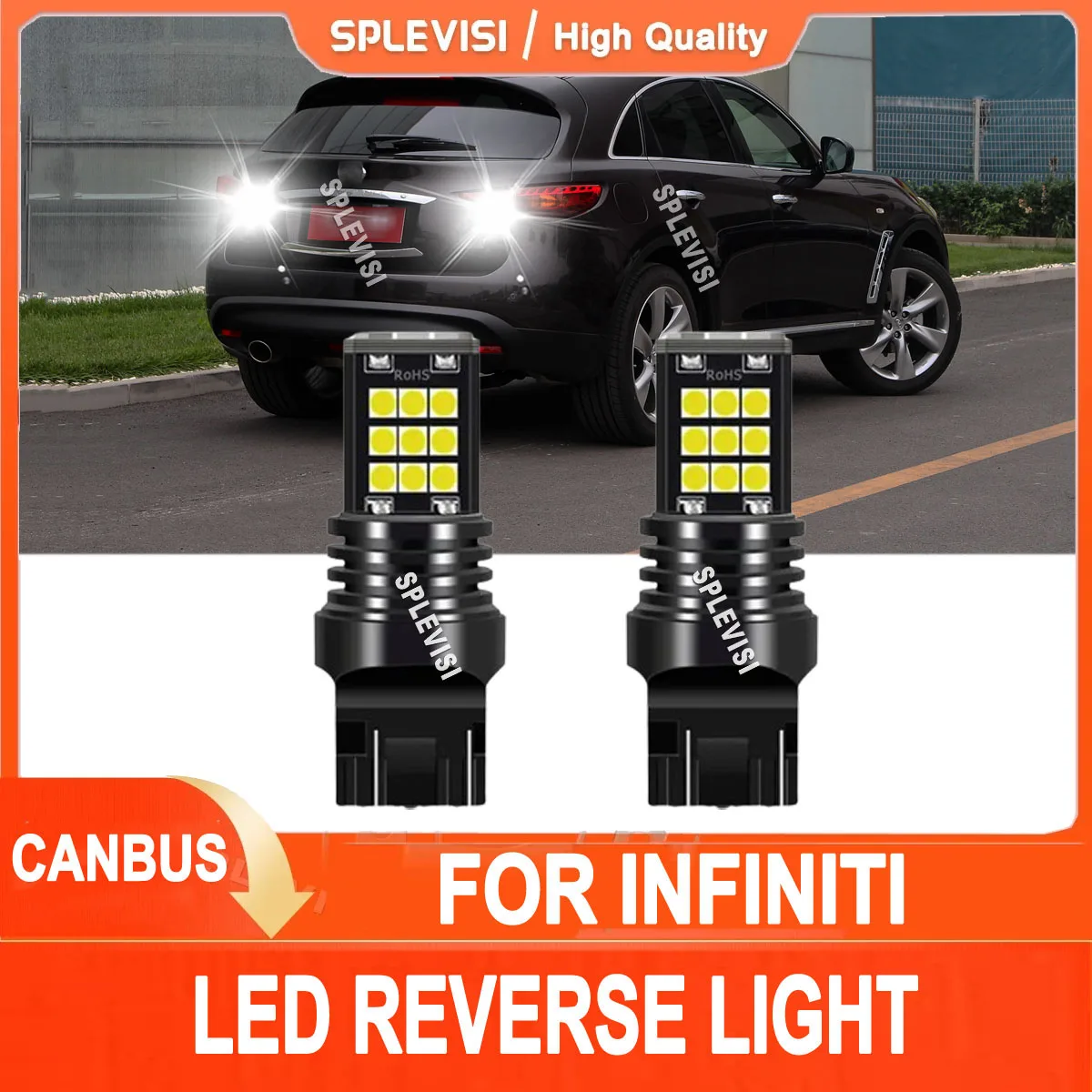 

2x 7440 7443 580 6000K White LED Back Up Reverse Lights Upgrade FIT For Infiniti FX35 FX37 FX50 QX70