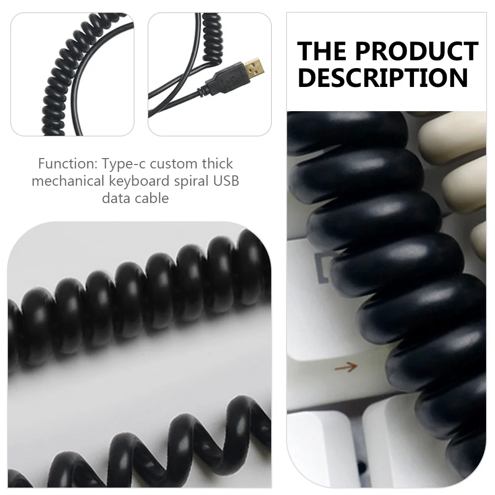 

1Pcs Mechanical Keyboard Coiled Cable Durable Type-C Connector USB Cable Flexible Spiral Connector Coiled Keyboard Wire