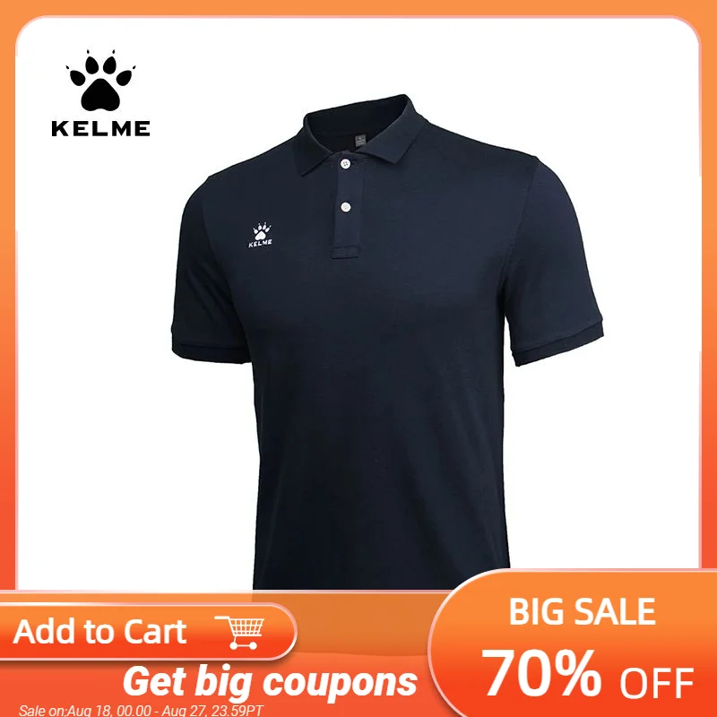 

Мужская хлопковая футболка-поло KELME, для тренировок, для бега, для лета, K15F117