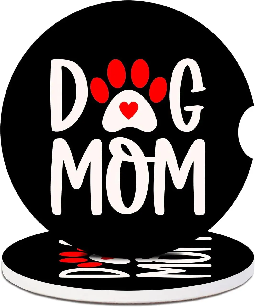 2 Pack Car Cup Holder Coasters - Dog Mom Absorbent Ceramic Coaster, Car Coasters for Cup Holders, Car Interior Accessories