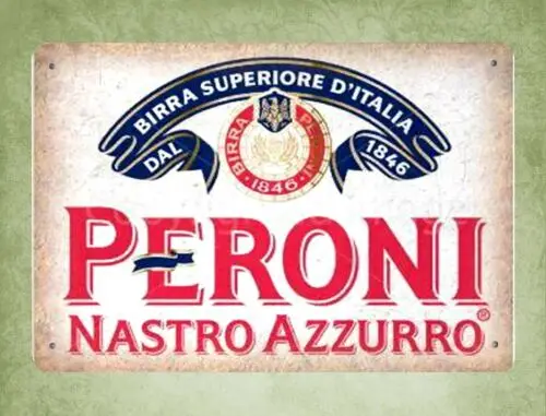 Peroni Nastro Azzurro beer tin metal sign home kitchen art prints