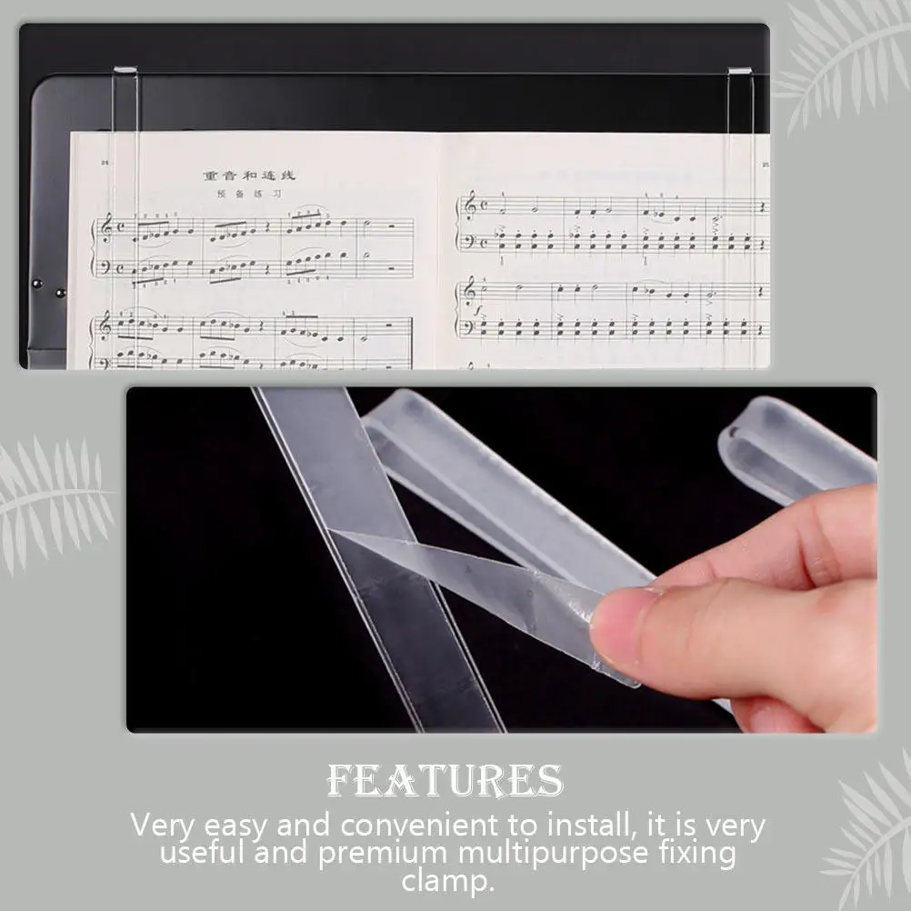 1Pair Strong Grip Music Score Fixing Clip Flat Book Positioning Tool Multipurpose Performance Supply for Sheet Music Book Pages