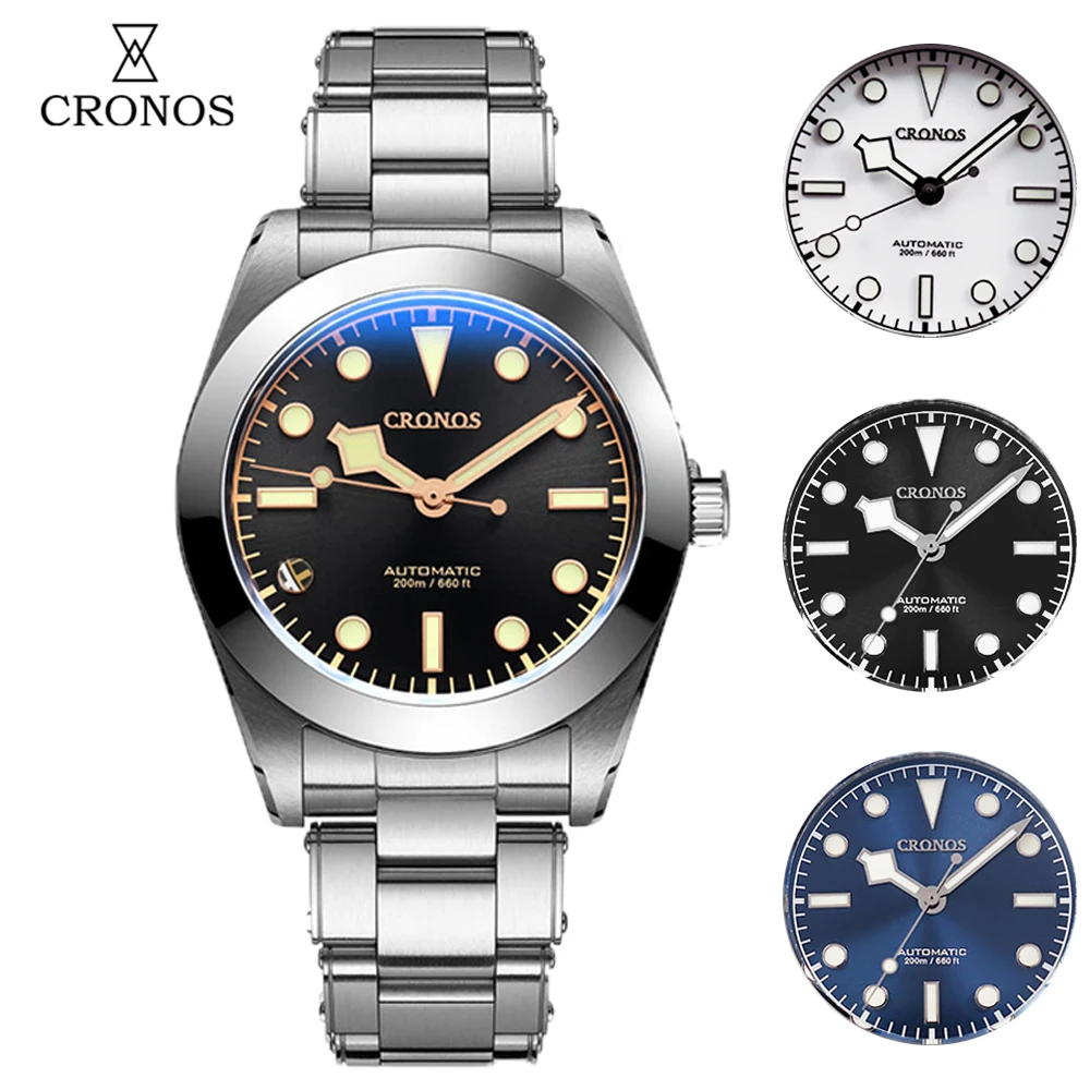 

Cronos 39mm BB39 Men's Watches NH35 Automatic Mechanical Sapphire Watch BGW-9 LUM 20Bar Waterproof Snowflake Hands Wristwatch