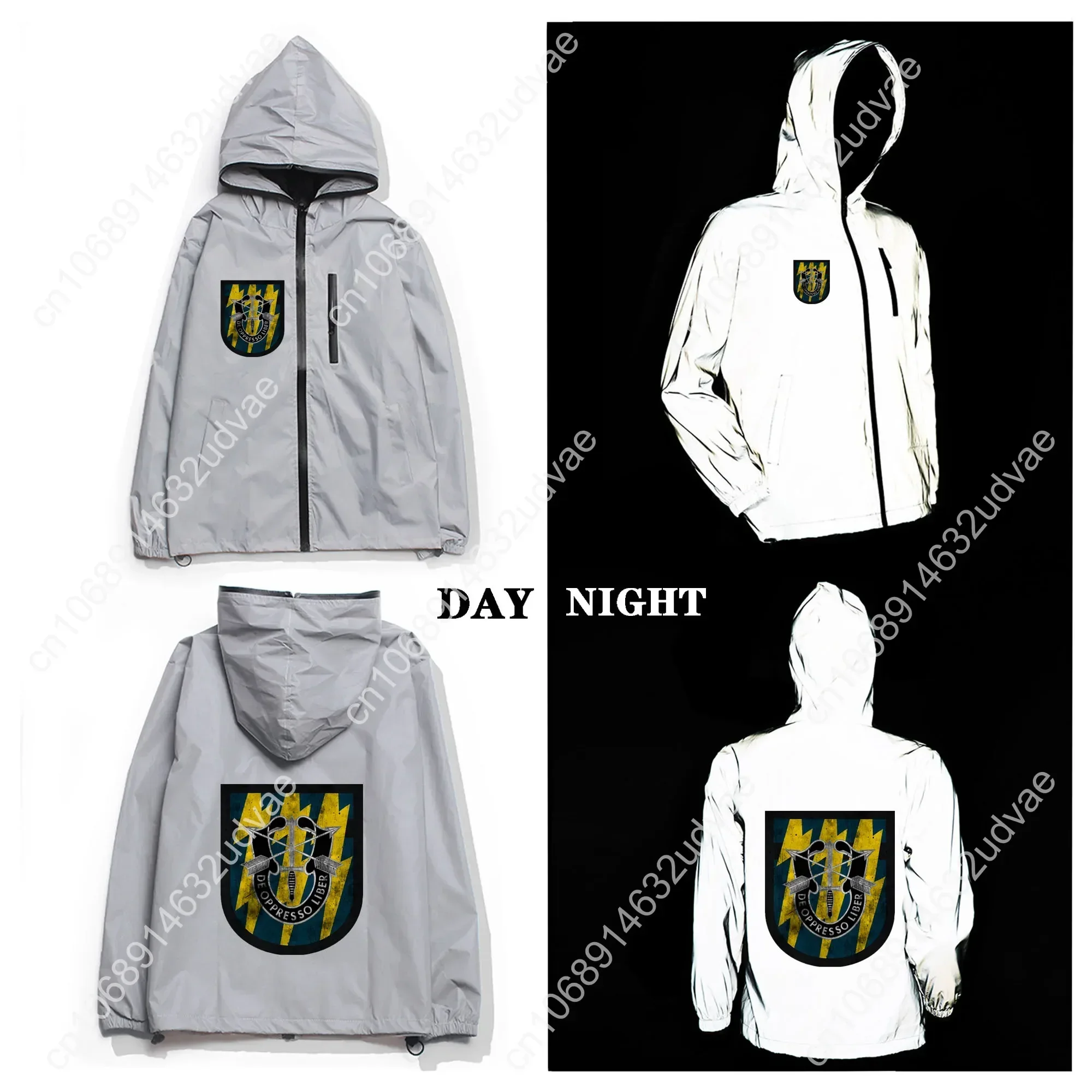 US Special Forces 12th Special Forces Group Reflective Jacket Mens Womens Coat Hooded Windbreaker Jackets Zipper Custom Hoodie