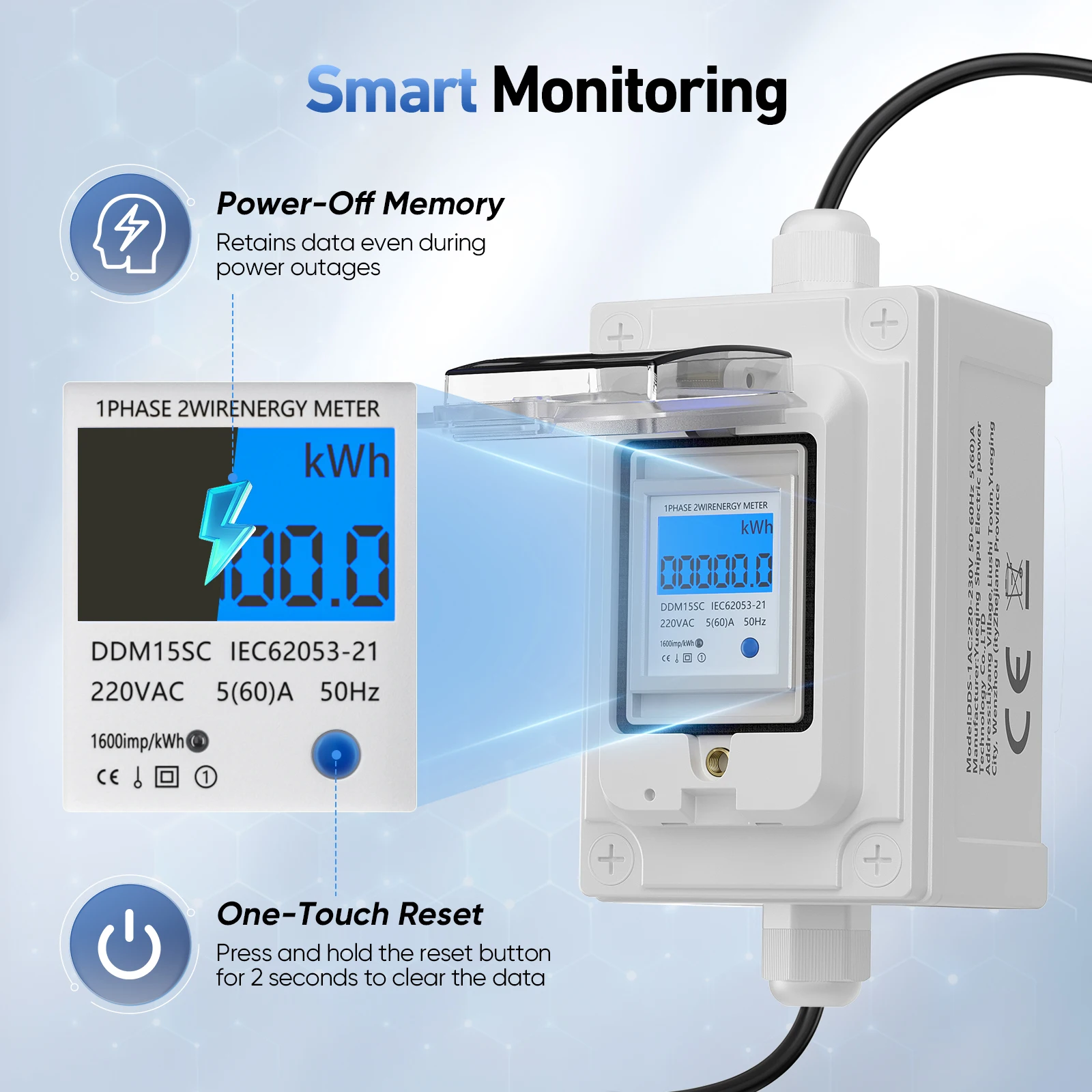 المحمول الرقمية عداد الكهرباء 230 فولت 60A المحمول متر CEE في الهواء الطلق كيلوواط ساعة متر IP67 مقاوم للماء المكونات الصناعية LED السلطة متر