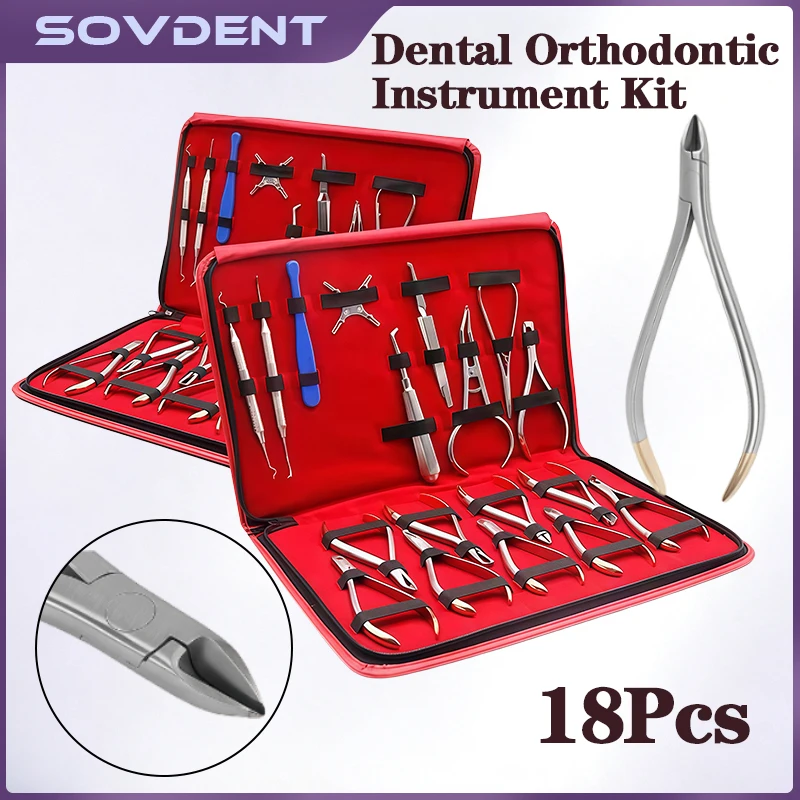 18pcs Dental Orthodontics Pliers Set Distal End Cutter Plier Bracket Brace Remover Plier for Orthodontic Treatment