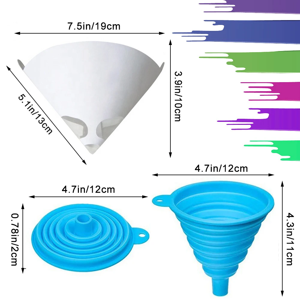 50Pcs/51Pcs Paint Filter Funnel Paper Purifying Straining Cup Disposable 100 Mesh Paint Filte Conical Nylon Micron Paper Funnels