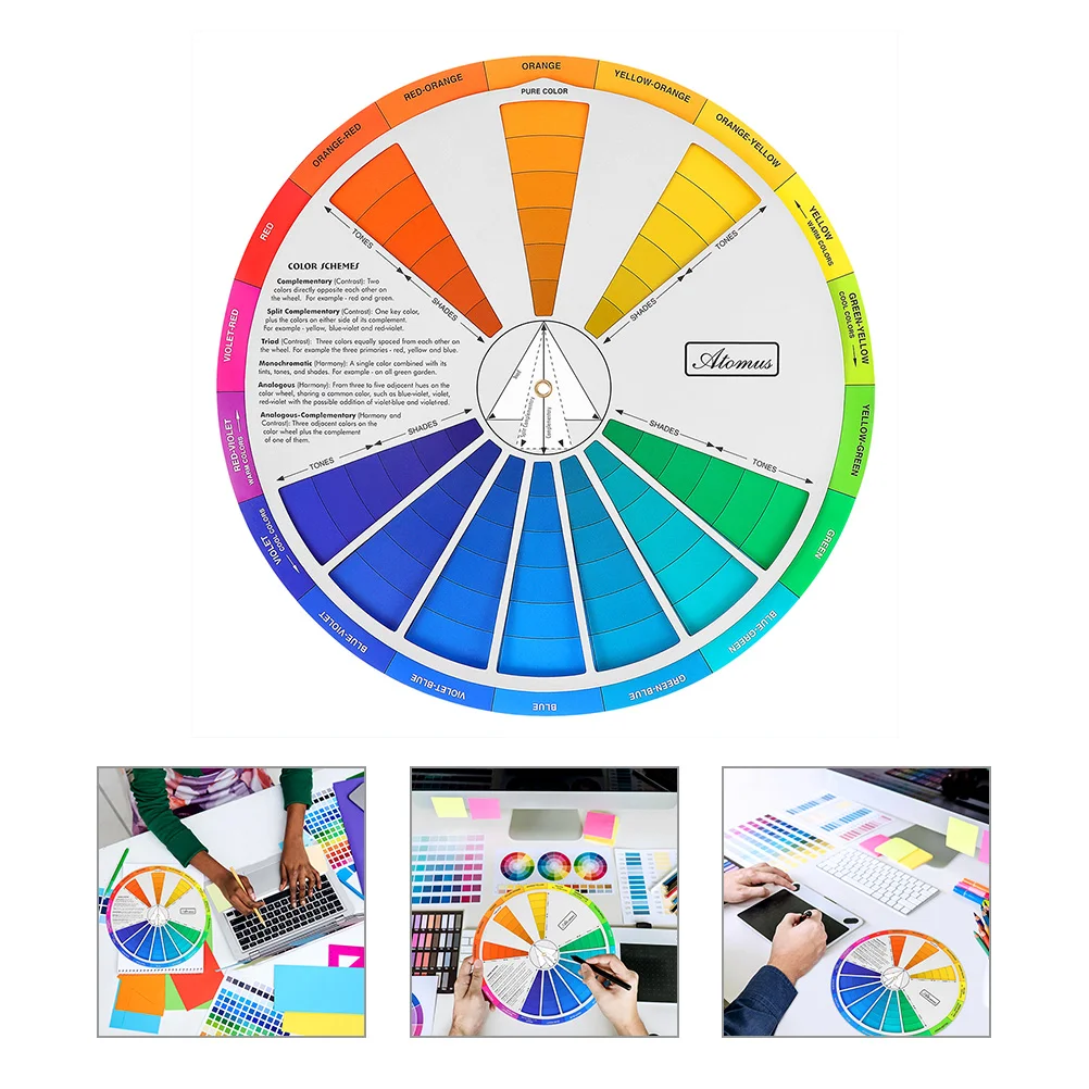 

2 Pcs Color Card Gradient Wheel Rotatable Watercolor Paints Learning Standard Painting Wheels Chart Palette Small Mixing for