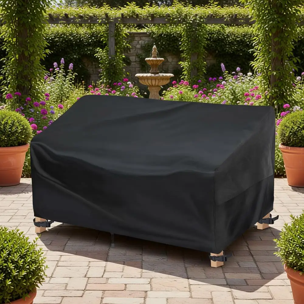 

Всепогодный чехол для уличной мебели (93x40x35 дюймов, черный) для 2-3-местного дивана для патио