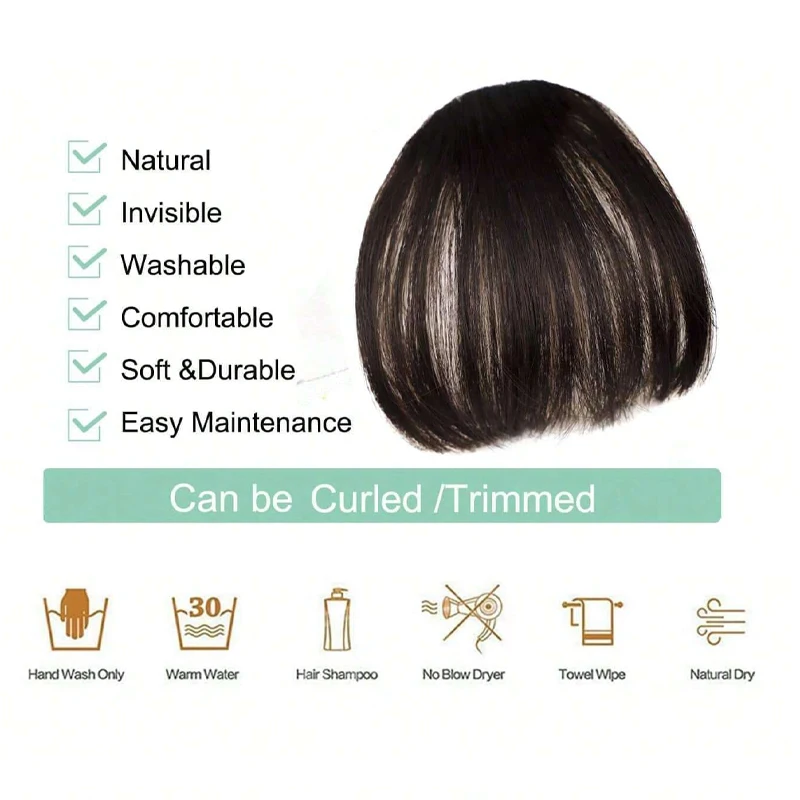 100% cheveux humains mode Invisible Air frange pince à cheveux sur Air frange postiche avant faux cheveux pièces accessoire de coiffure pour les femmes