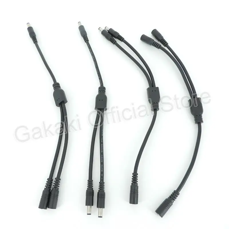 30cm DC Power Splitter Cable male female to 2 male 2 female Plug adapter 5.5mmx2.1mm connector Extension Cord