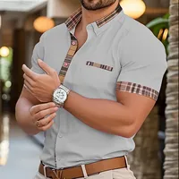 Men's new European and American hot selling comfortable fabric short sleeved shirt with a business style men's button up top