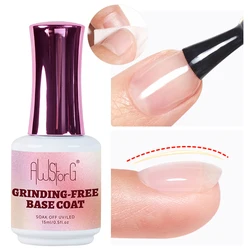 AWStorG 15ML Grinding-free Base Coat Gel Soak Off UV LED Gel Nail Polish Reinforcement Gel Semi Permanent Multifunction Gel Varn