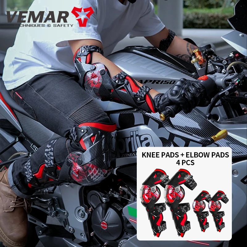 VEMAR Unisex All-Season Motorcycle Knee Guards Elbow Pads Anti-Fall Off-Road Riding Protective Gear Motorbike Knee Pads