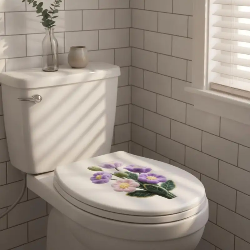 PVC Flowers Toilet Sticker Waterproof Anti Slip Removable Bathroom Realistic Beach Floor Decal Bathtub Seashore Decor