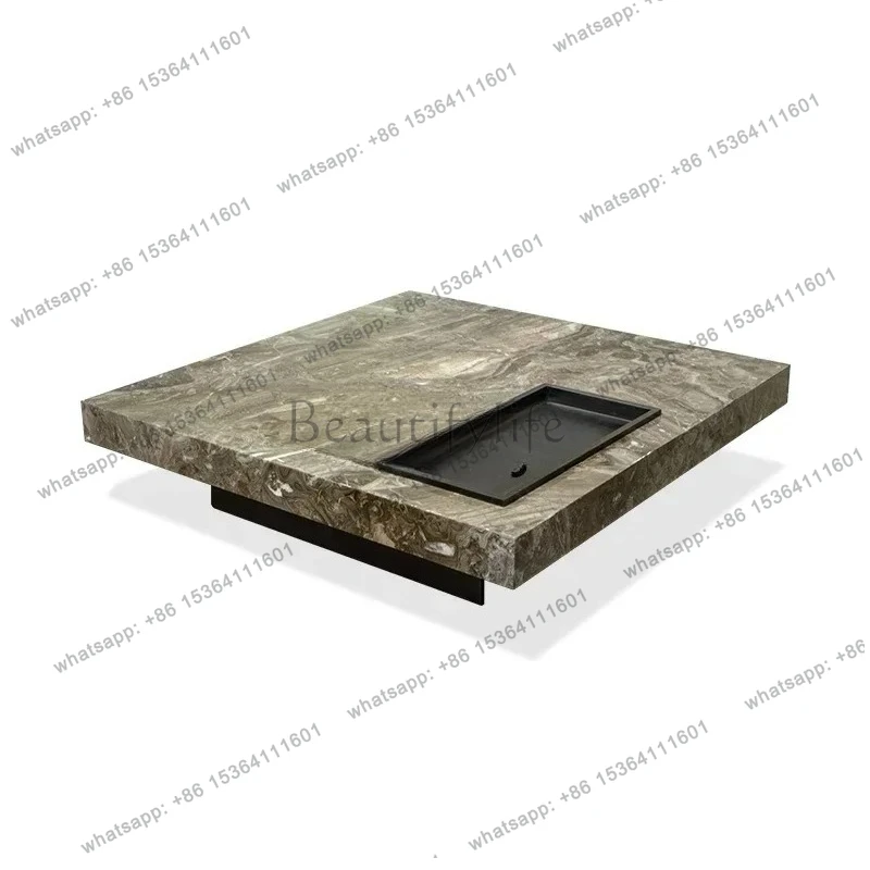 

Italian minimalist coffee table villa designer natural marble square coffee table simple