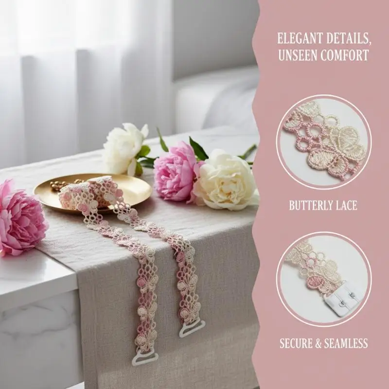 1Pair Women Flower Lace Adjust Bra Straps Shoulder Strap Lingerie Straps Lace Straps For Bra Invisibility Underwear Accessories