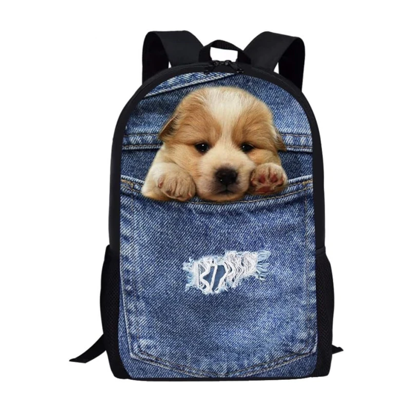 Cute Pet Dog Backpack com bolso, mochila escolar, mochila de cachorro, grande capacidade, saco de armazenamento, mochilas para menino e menina, mochila de viagem