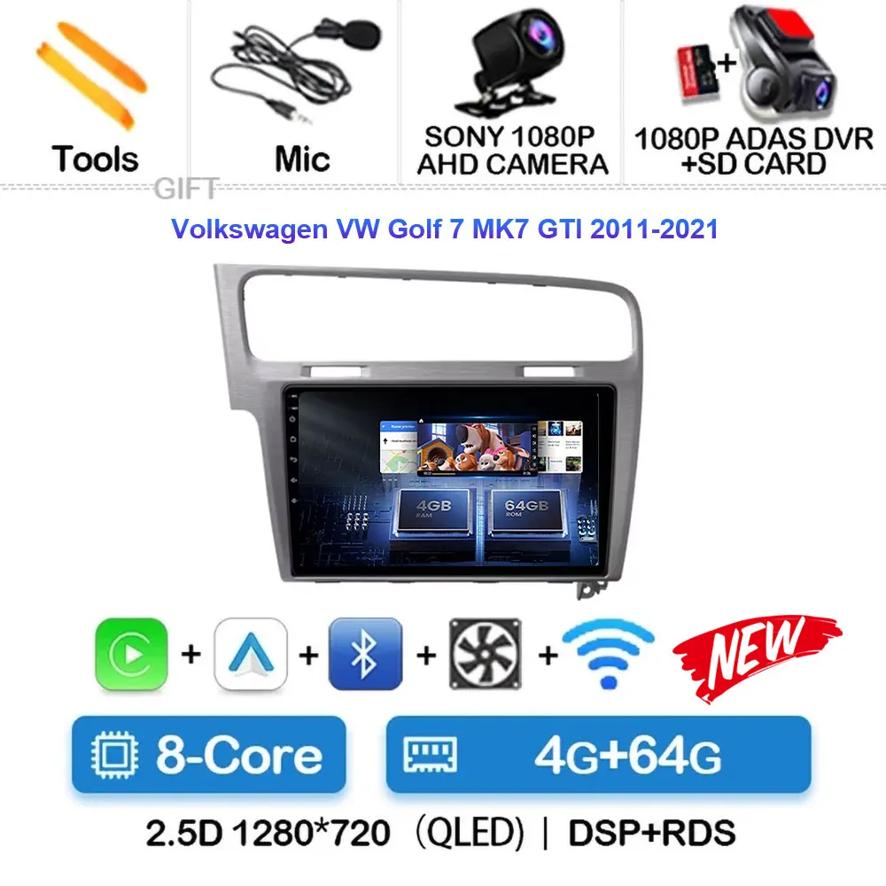 WV GOLFゴルフ7AndroidAuto CarPlayアップグレードキット Android 15 For Volkswagen VW Golf 7 MK7 GTI 2011-2021 Car Radio