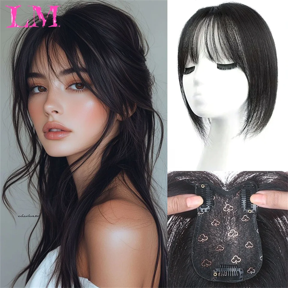 LM Natural Human Hair Bangs for Women Hair Fringe Clips in Extensions Korean Side Bangs False Bangs