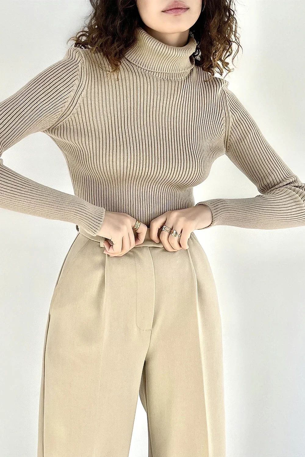 AOSSVIAO 2025 여성을위한 기본 모의 목 늑골이있는 스웨터 귀여운 섹시한 니트 가을 겨울 따뜻한 장착 패션 풀오버 스웨터