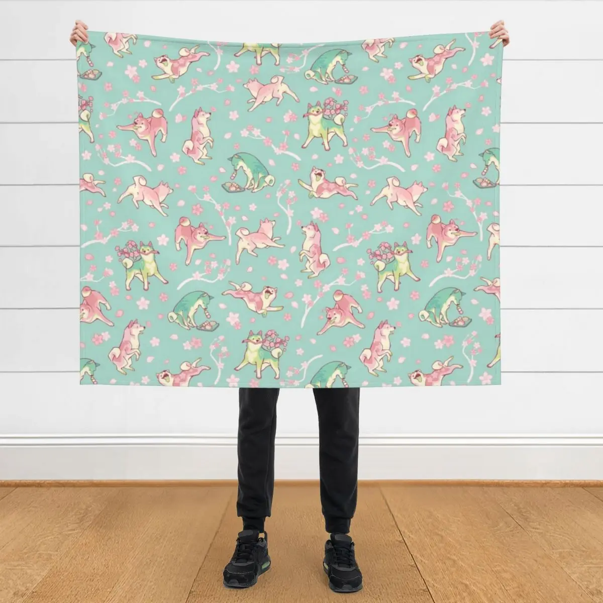 

Shibakura & Matchinu in mint Throw Blanket Warm Custom Beautifuls Blankets