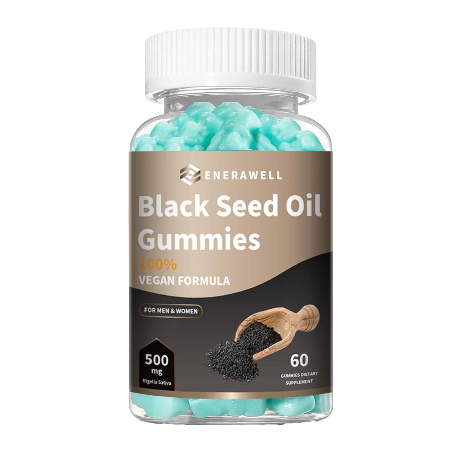 Black Seed Oil 500mg Per Serving - Premium Nigella Sativa Blackseed Gummies for Skin & Immune Support, Non GMO