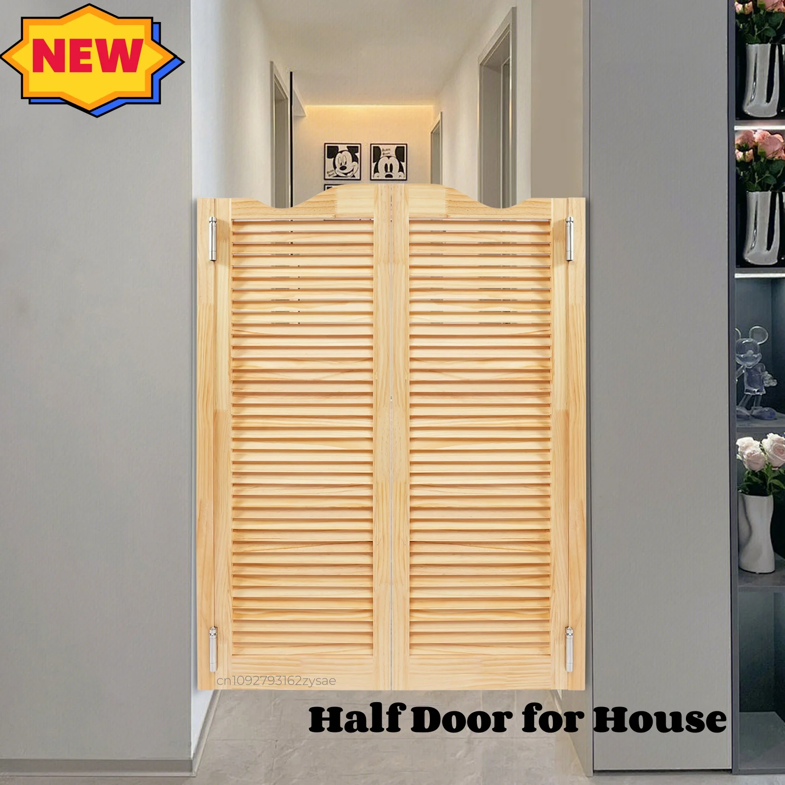 Double Partition Door Pine Wood Half Door for House Porch Entrance Bar Door Wood Cafe Door Kitchen Bathroom Walkway