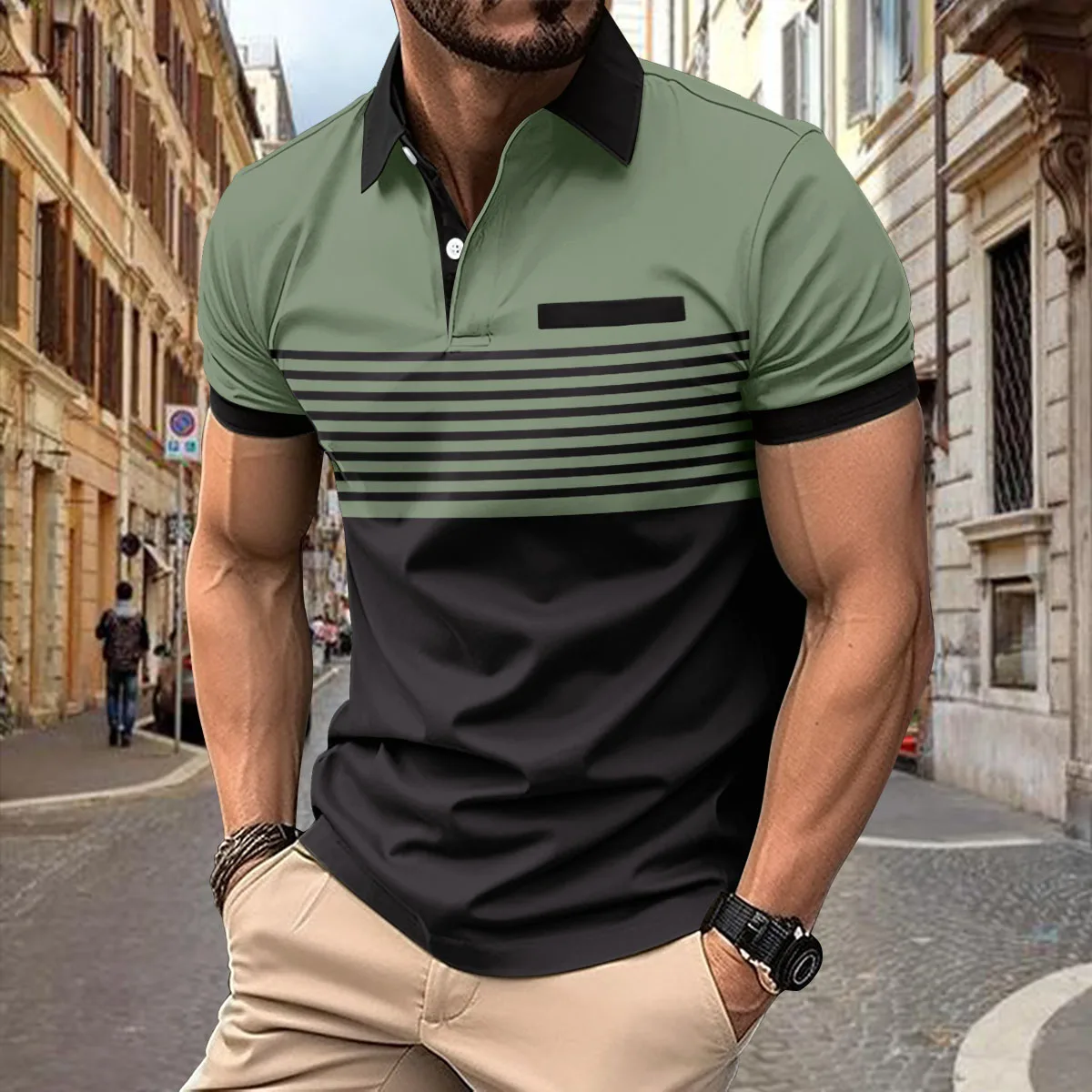 

New summer men's fashion trend brand POLO fir leisure sports street beach wear