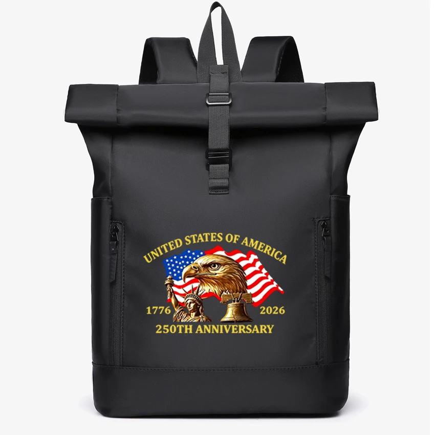 

Uniterd States of America 250TH Anniversary Waterproof Roll Top backpacksTravel Men Women Daily Commute Multifunction Laptop Bag