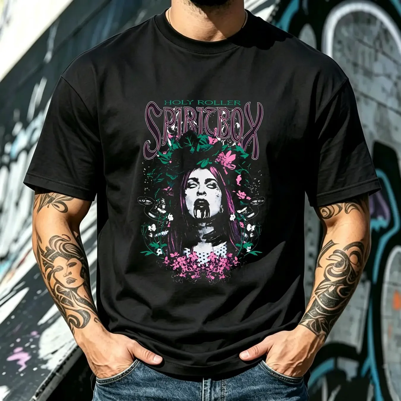 washed T Shirt Spiritbox Holy Roller Album Black All Size S To 5XL 1L292 vintage Washed Top For Everyday Wear Versatile