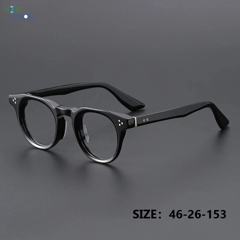 

Vintage Acetate Eyeglass Frame 55008 Tortoiseshell New High-quality Men Japan Classic Round Myopia Anti Blue Light Glasses Women