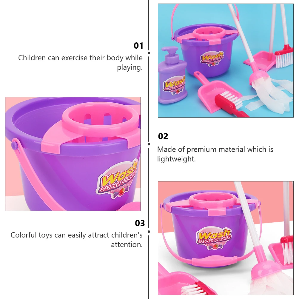 7 pezzi di giocattoli per pulire i pavimenti puliti, adatti per bambini, mocio, giochi di ruolo, strumenti per la pulizia dei bambini, set di finzione