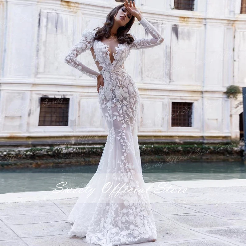 Vestido De boda elegante De Organza con bordado, vestido De baile De sirena sin tirantes, corsé sin mangas, vestido De Novia De encaje