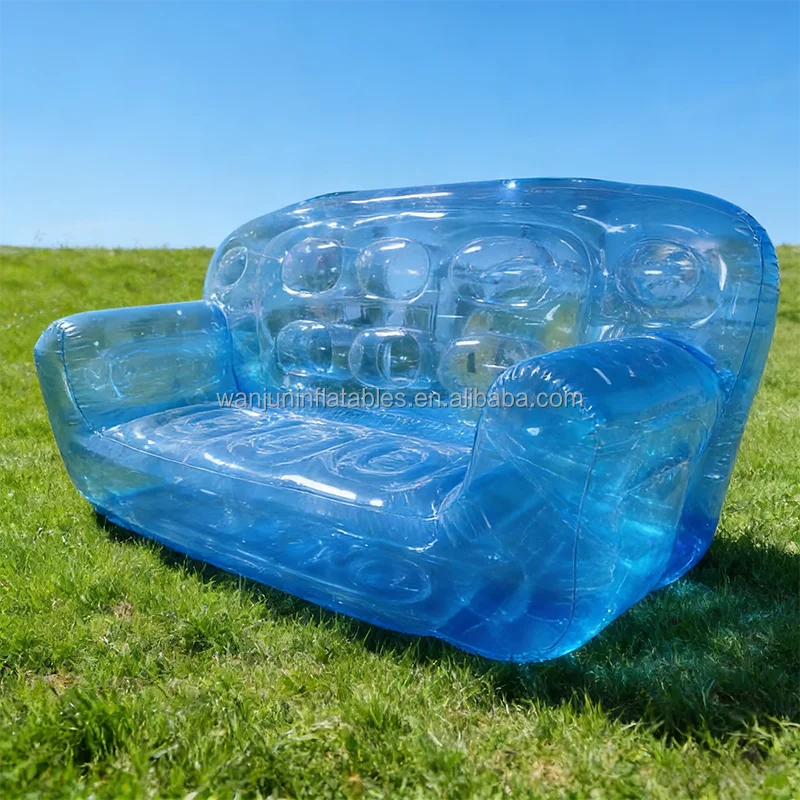 Coofull Custom Durable High-Quality Outdoor Household PVC Inflatable Transparent Blue Double Sofa Seat