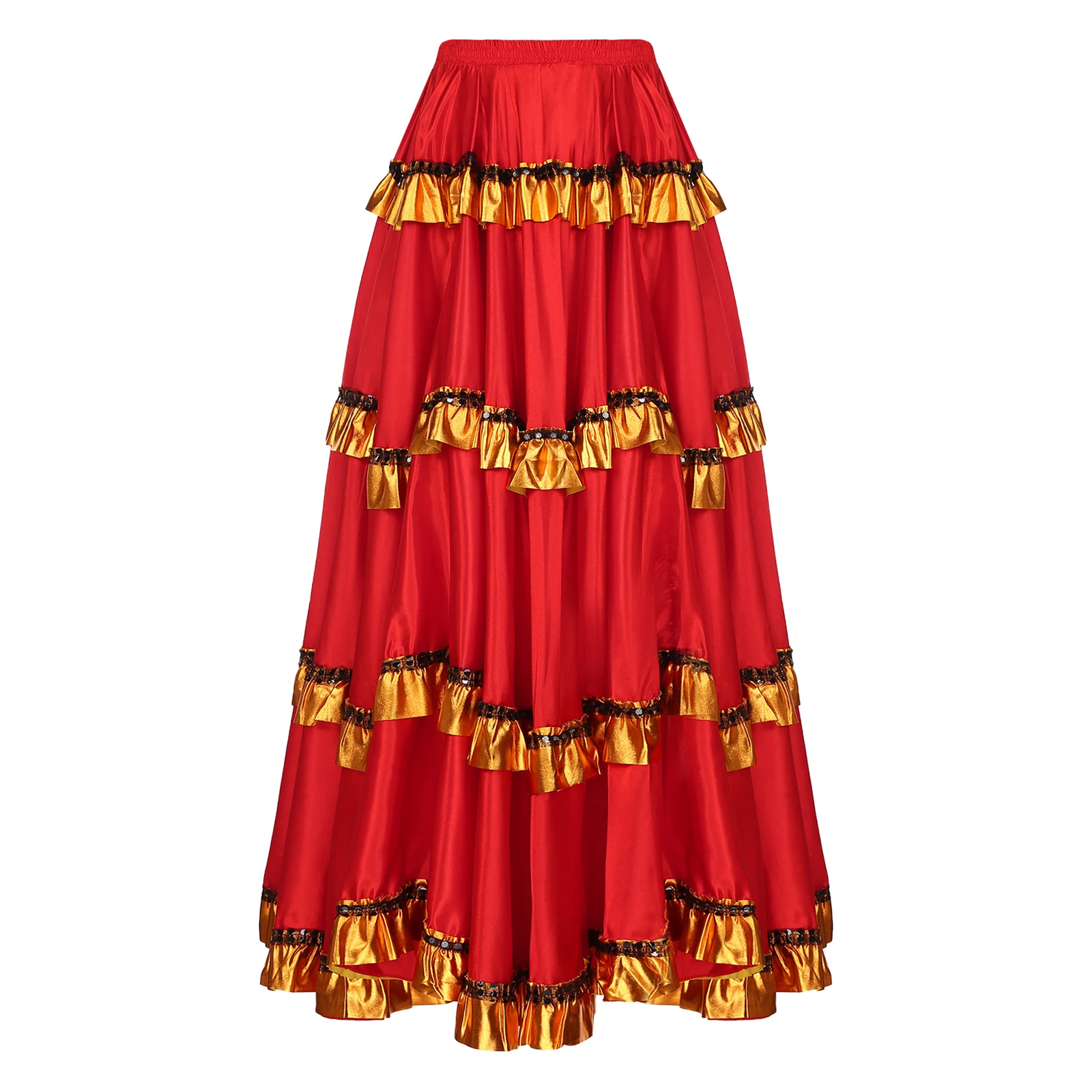 Jupe de danse Flamenco pour femmes, ourlet à plusieurs niveaux espagnol, jupes de danse de salle de bal, Tango, Costume de spectacle sur scène de carnaval