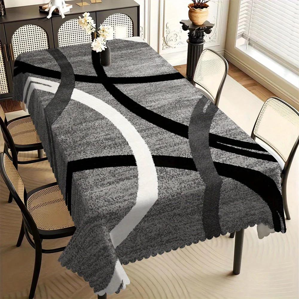 Ins Wabi Sabi Abstract Arc Color Block Table Cover Heat Oil Resistant Tablecloth For Household Cafe Apartment Casual Dining