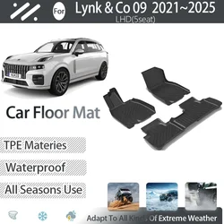 Car Floor Mats For Lynk & Co 09 2021 2022 2023 2024 2025 5seat Waterproof Foot Carpet LHD Floor Covers Auto Interior Accessories