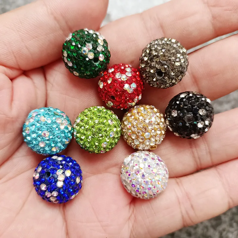 

100pcs 16mm Glitter Diamond Beads Making DIY Handmade Beaded Pen Supplies Mobile Chain Beadable Made Jewelry Accessories