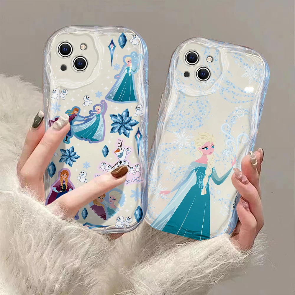 Elsa Anna Frozen Olaf 3D Wave Case For iPhone 15 14 13 12 11 Pro Max Mini X XR XSMAX 8 7 6S Plus Soft Silicone Cover