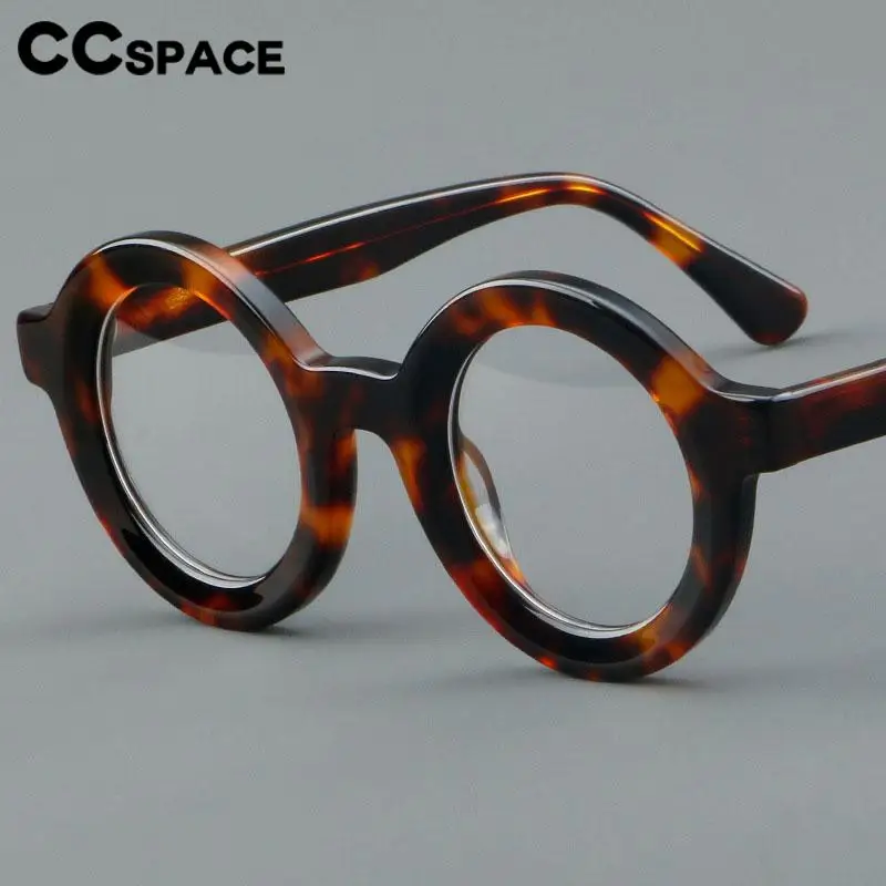 57151 Round Acetate Optical Spectacle Frames Lady Popular Vintage Leopard Prescription Spectacles Men Transparent Eyeglass