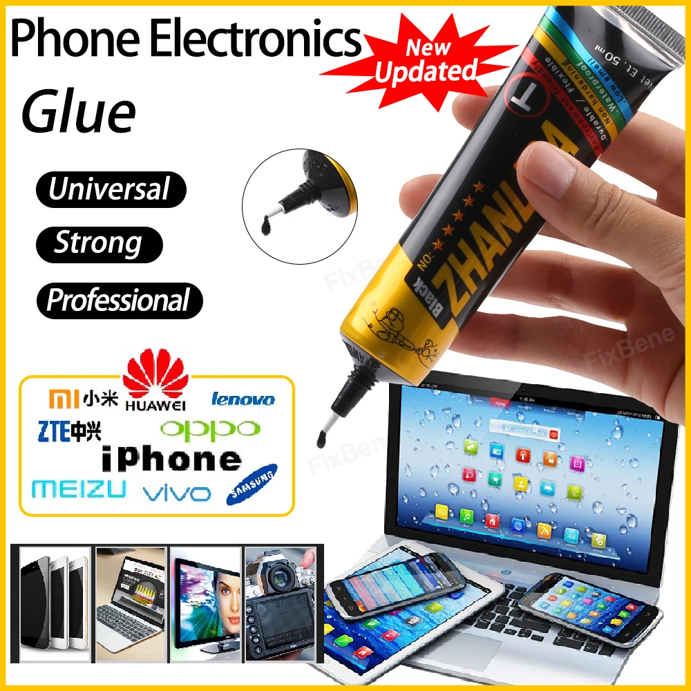 Kit de reparo de cola para tela de celular, moldura de capa traseira, adesivo preto forte, super zhanlida, madeira, cerâmica, quebra-cabeça de metal, modelo de plástico